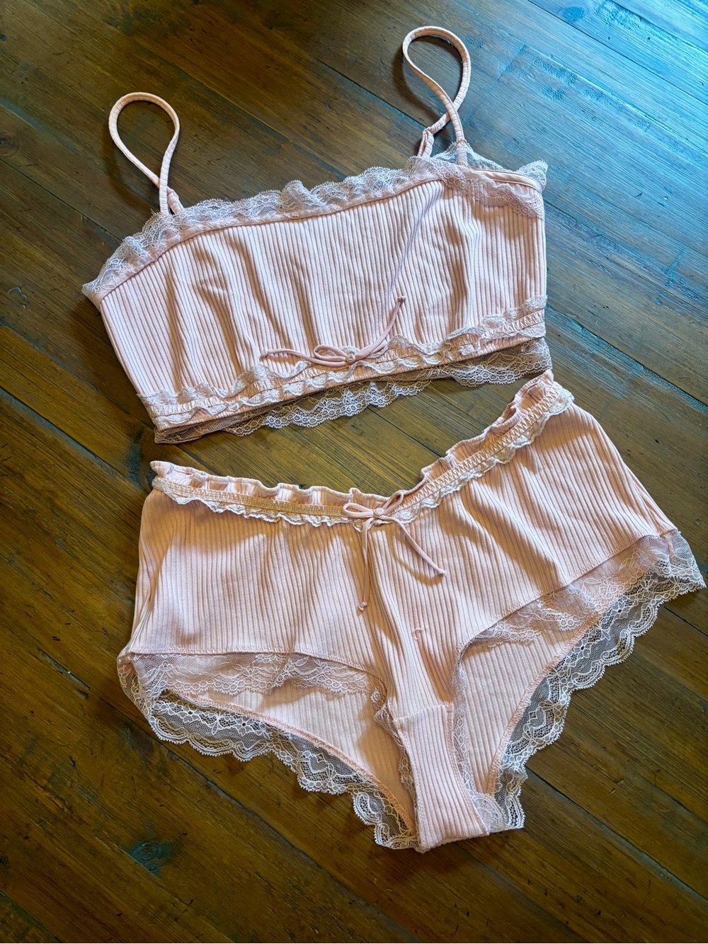 For love and lemons pink ruffle pajama set